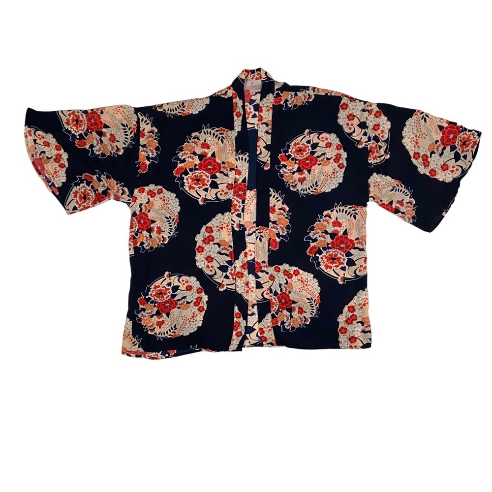 Boho Floral Kimono Blouse Lightweight Small Floral